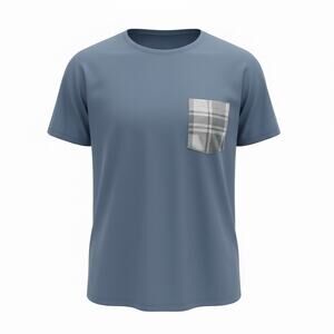 Mens XL Blue Short Sleeve T Shirt Plaid Pocket Casual Tee